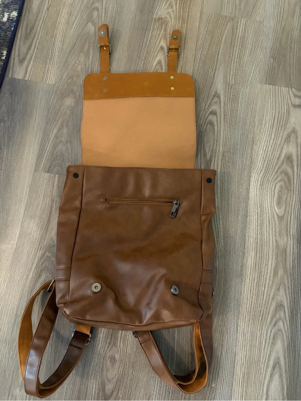 LXY Vegan Leather Vintage Laptop Backpack Set With Matching Fanny Pack Brown